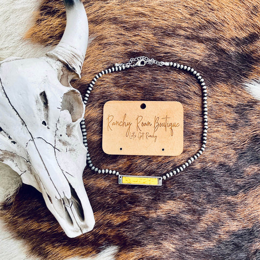 Western Stone Bar Pendant Choker  Necklace