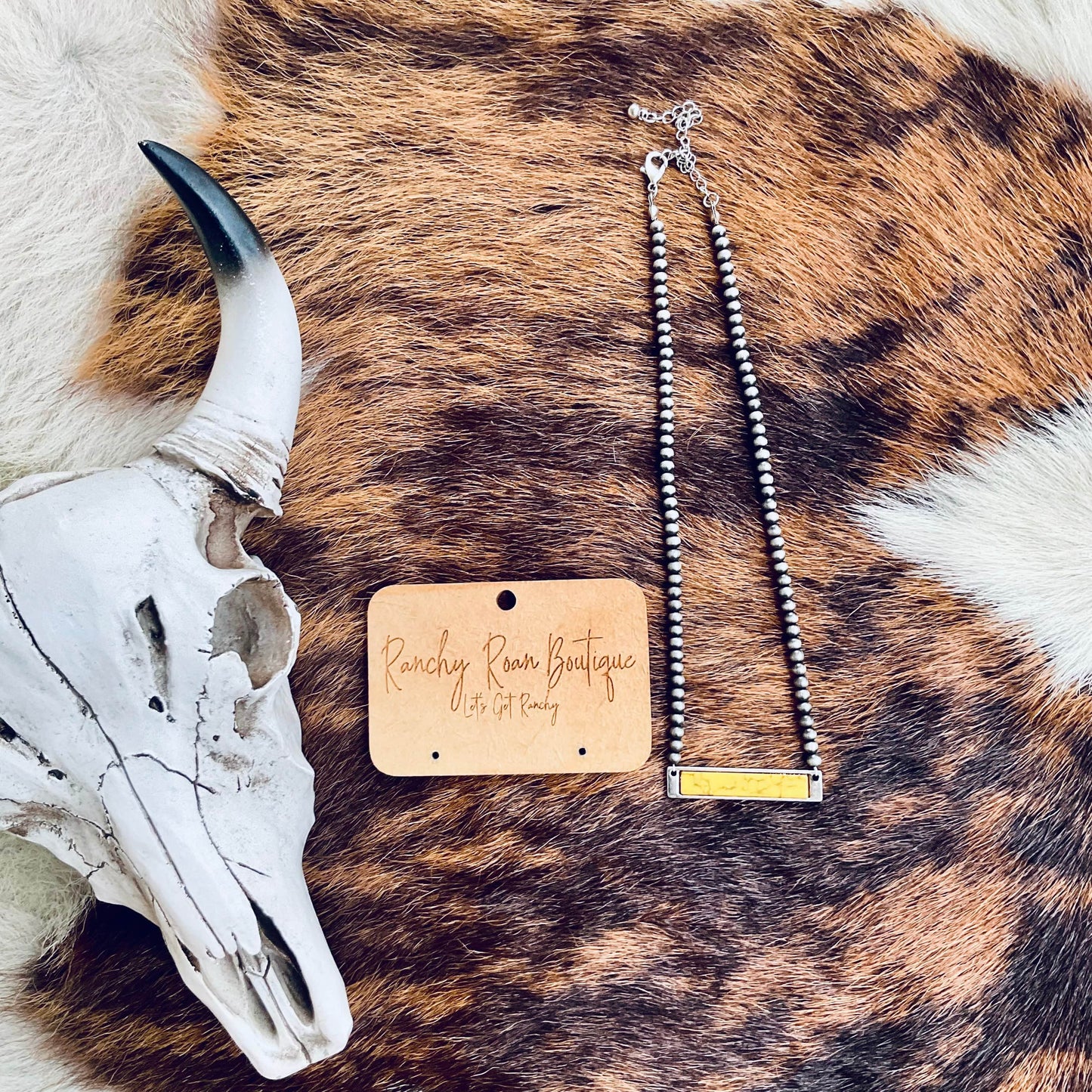 Western Stone Bar Pendant Choker  Necklace