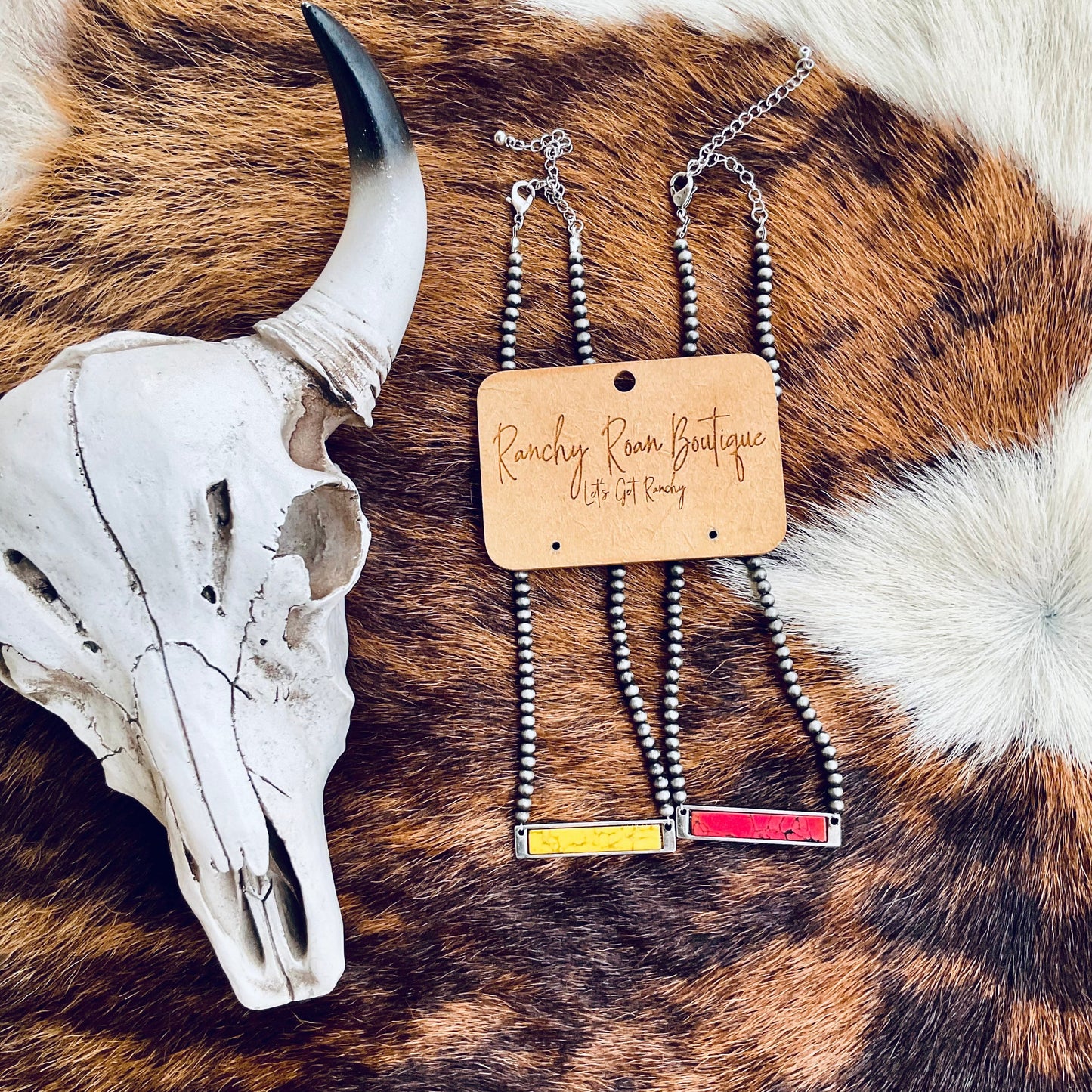 Western Stone Bar Pendant Choker Necklace