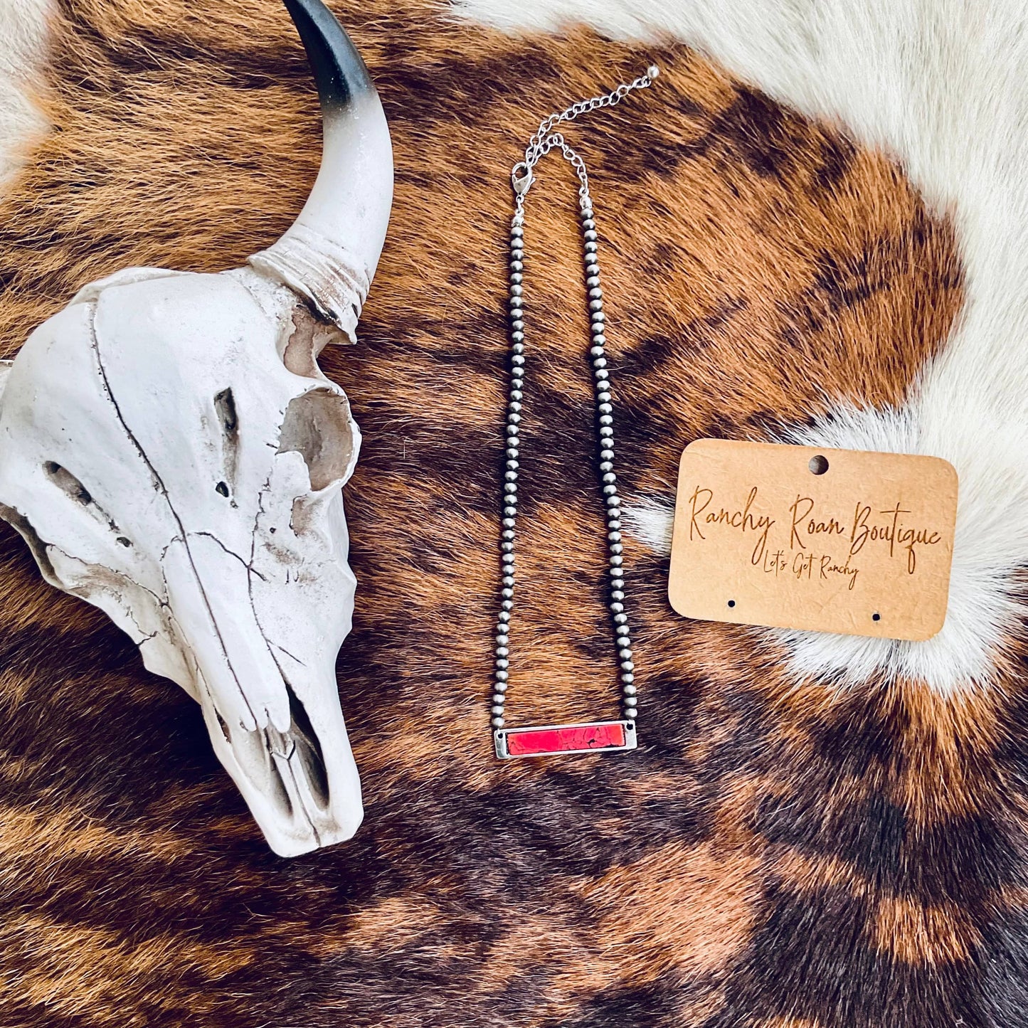 Western Stone Bar Pendant Choker Necklace