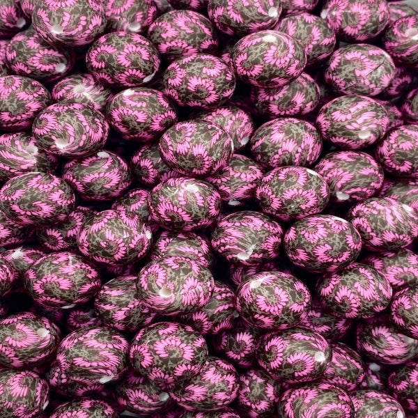 P614 PINK WESTERN FLORAL 15MM PRINT (1ct)