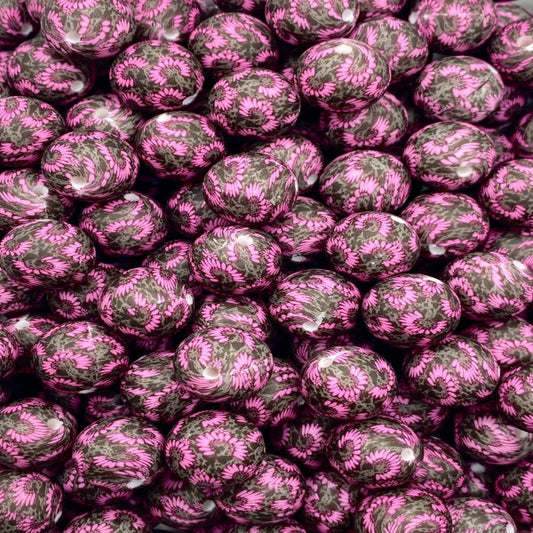 P614 PINK WESTERN FLORAL 15MM PRINT (1ct)
