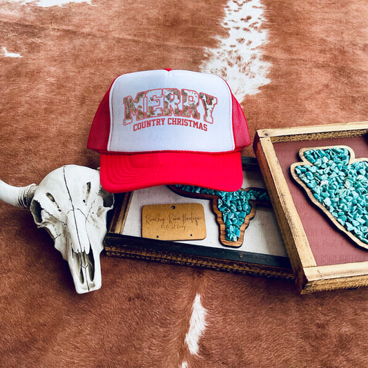 Merry Country Christmas Western Trucker Hat