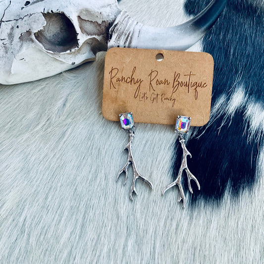 Western Antler Stone Stud Earrings