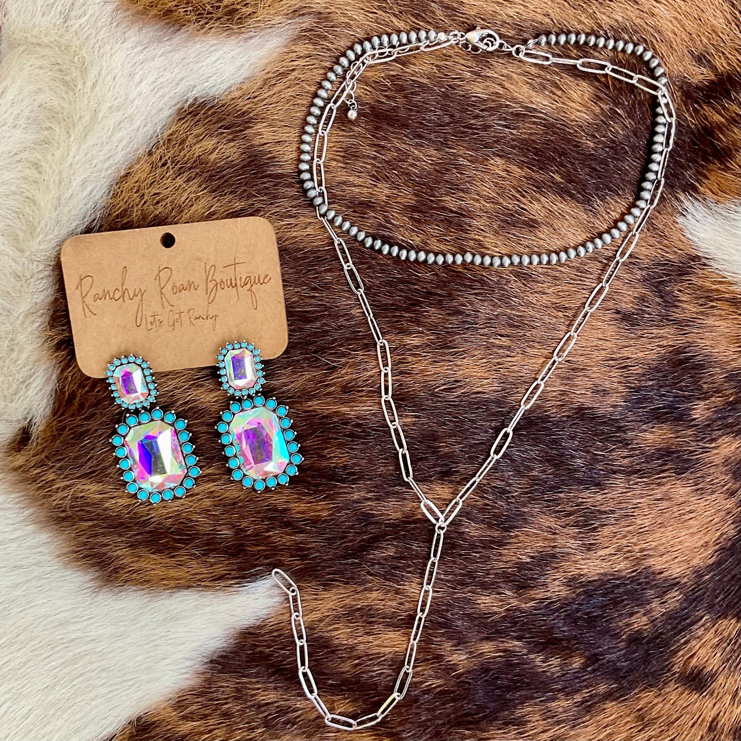 Western Navajo Pearl Layered Chain Choker Adjustable Cowgirl Necklace