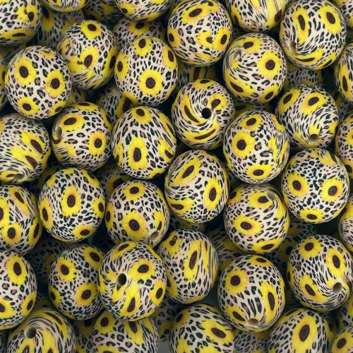 P686 SUNFLOWER LEOPARD 15MM PRINT (1ct)