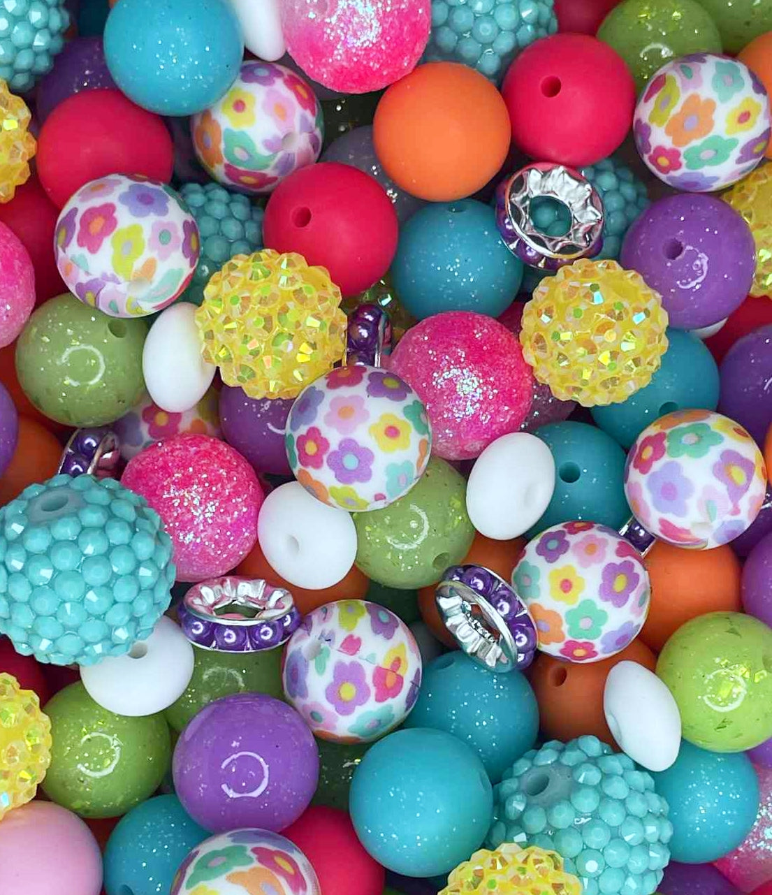 VIBRANT FLORAL ACRYLIC SILICONE BEAD MIX #27 (38ct)