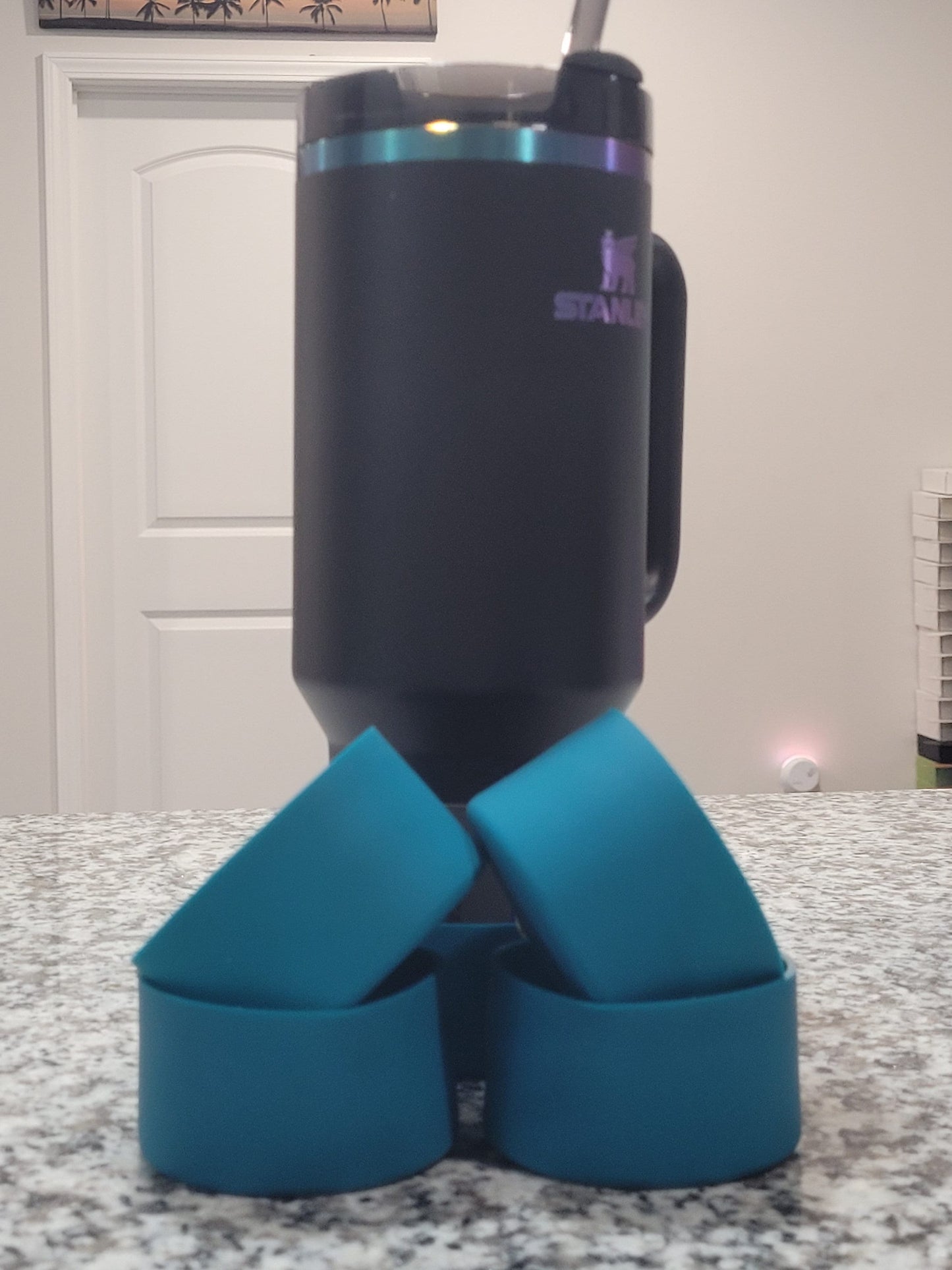Teal silicone boot bumper for tumbler