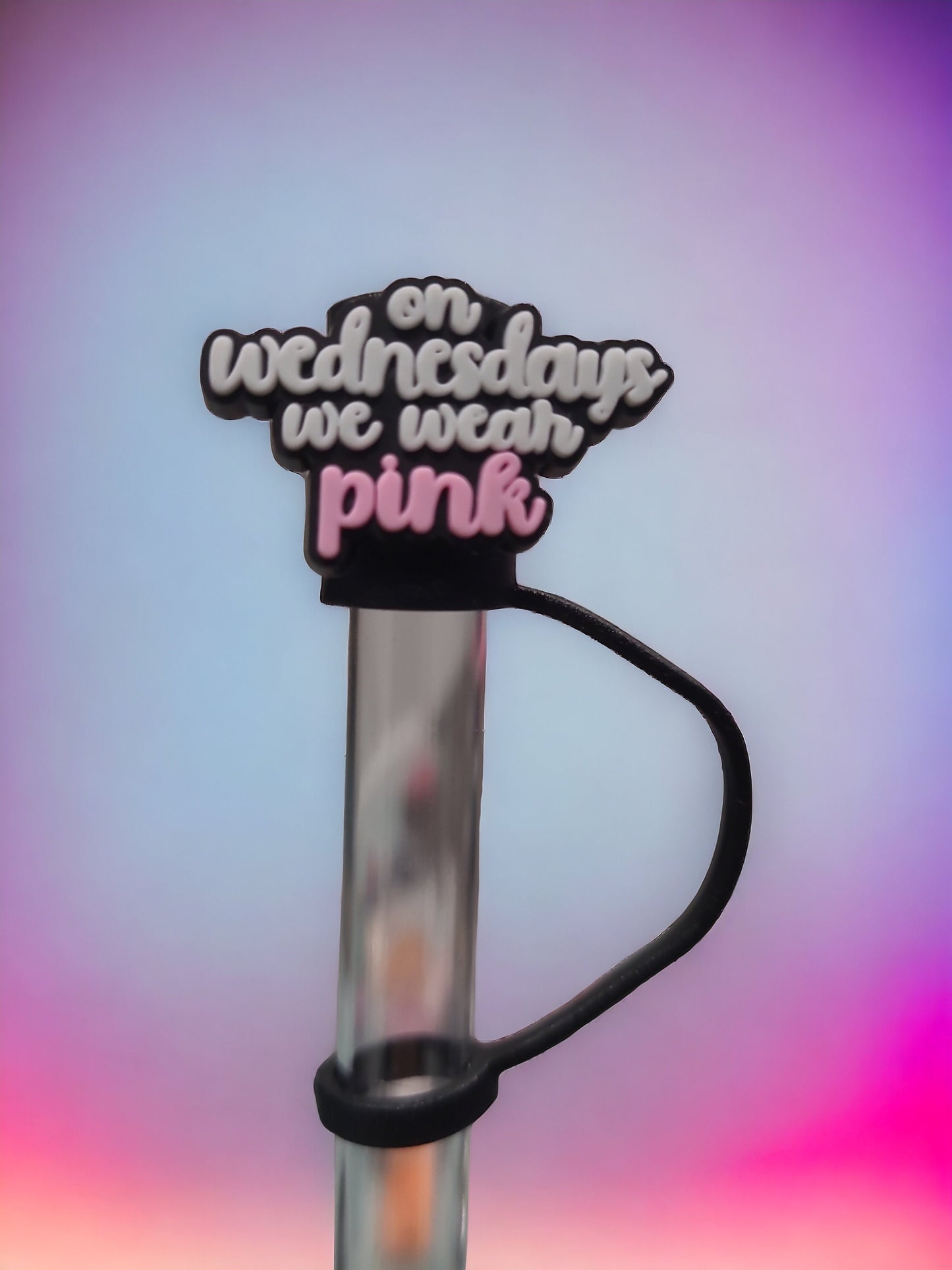 On Wednesdays We Wear Pink Silicone Strawtopper