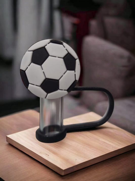 Soccer Ball Silicone Strawtopper for Tumblers