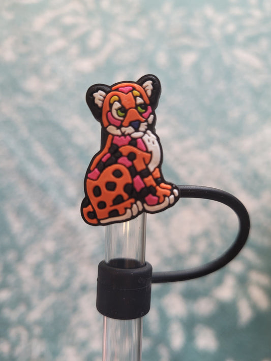 Neon Cheetah 10MM Silicone Strawtopper