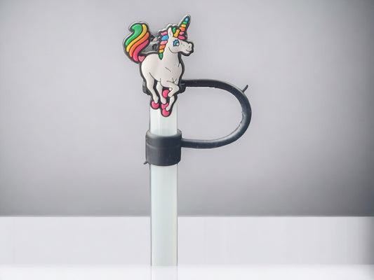 Rainbow Unicorn Silicone Strawtopper for Tumblers