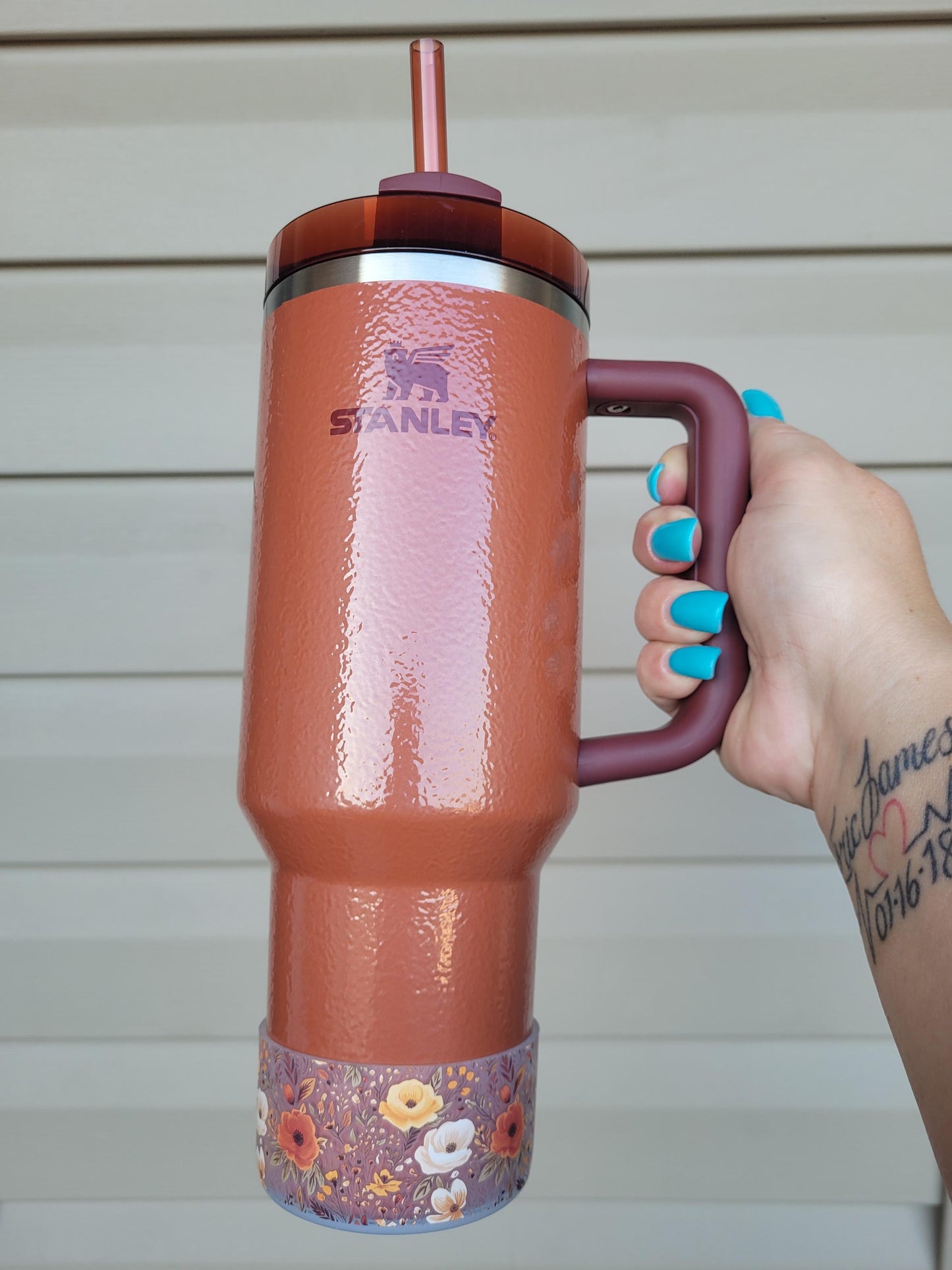 Neutral Floral Silicone Boot Bumper Sleeve for Tumblers