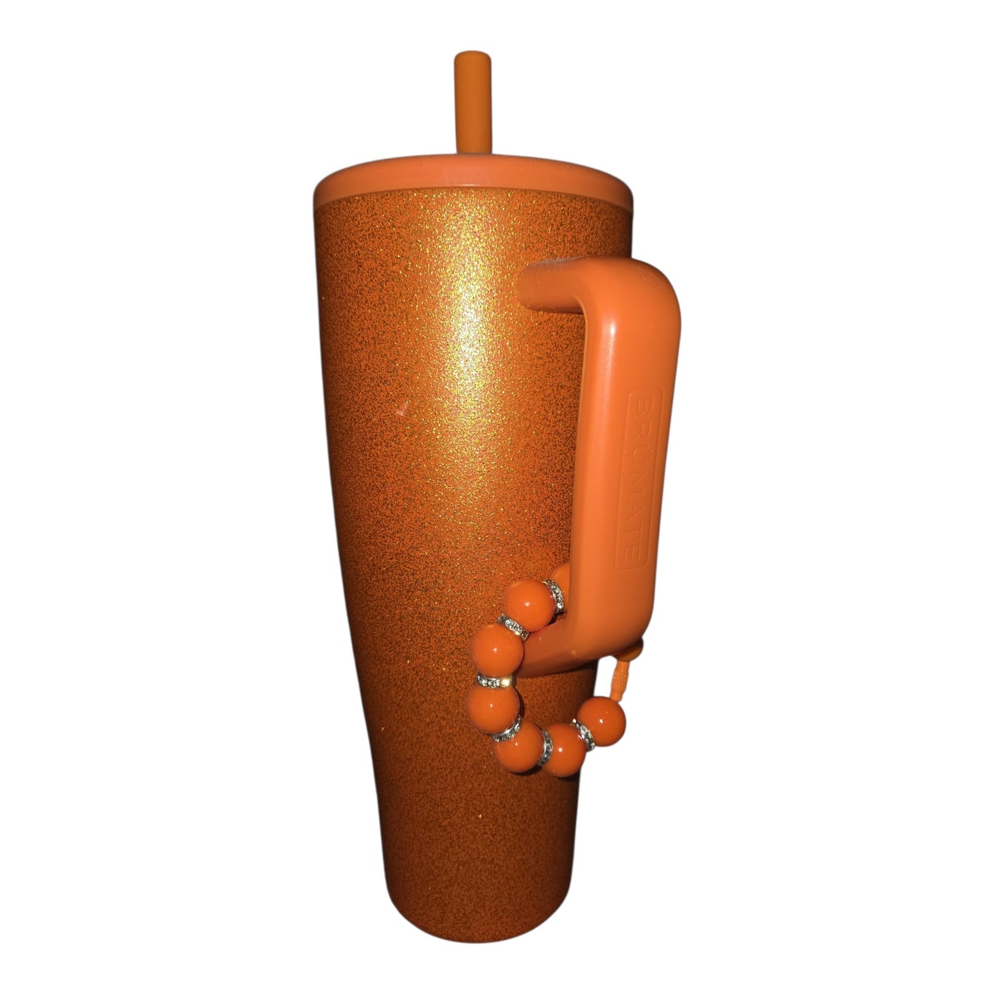 It’s Showtime – Orange Rhinestone Beaded Tumbler Handle Charm