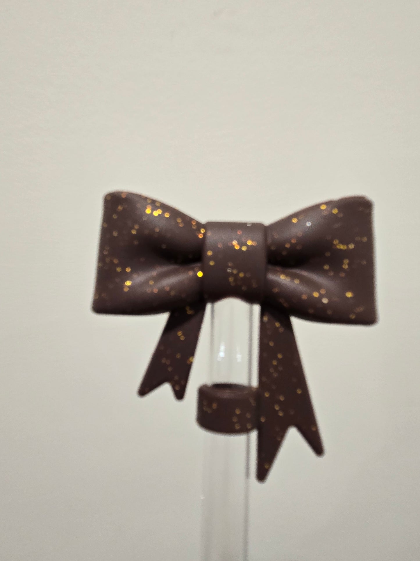 ChocolateGoldGlitter Bow Strawtopper