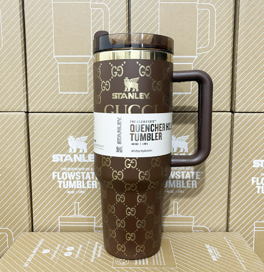 *PreOrder* 40oz. Gucci Inspired Chocolate Gold Tumbler