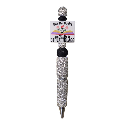 Buy Me Books Beaded Pen | Funny Book Lover Gift | Handmade Rhinestone Pen