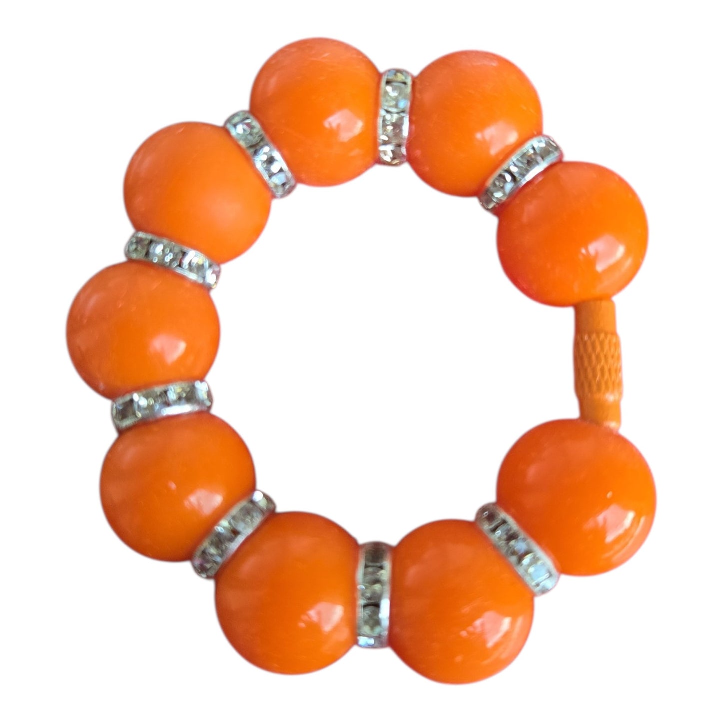 It’s Showtime – Orange Rhinestone Beaded Tumbler Handle Charm