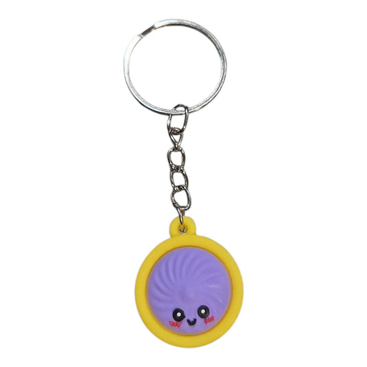 Cute Smiley Purple Swirl Squishy Keychain |Backpack & Purse Charm