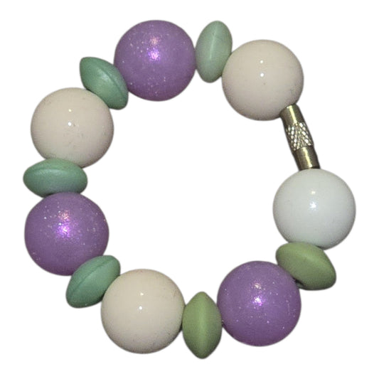 Petal Parade 🌸 Purple & Sage Beaded Tumbler Handle Charm
