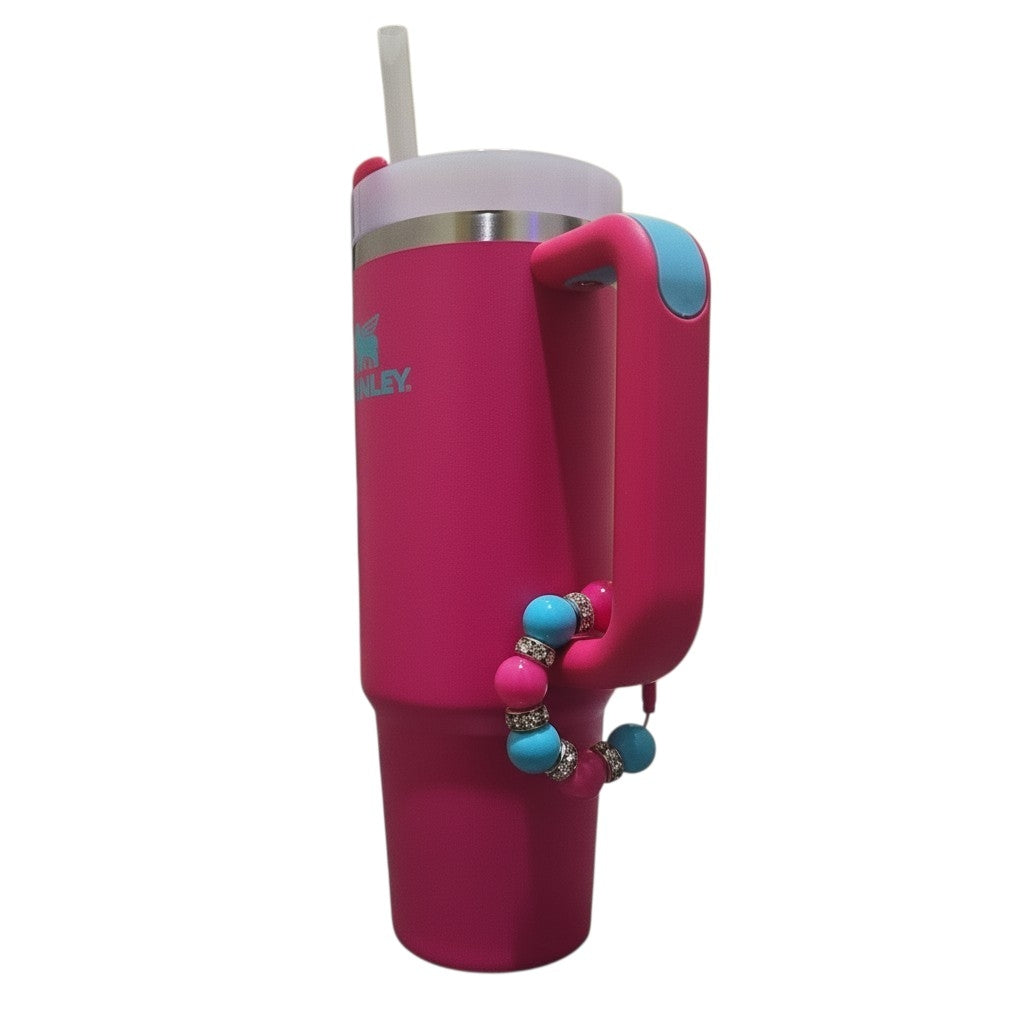 Passion Pink Beaded Tumbler Handle Charm