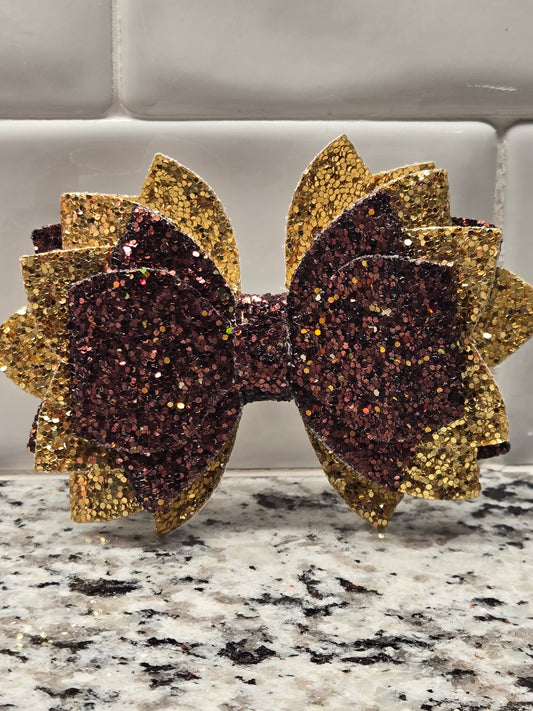 ChocolateGold Glitter Tumbler Bow