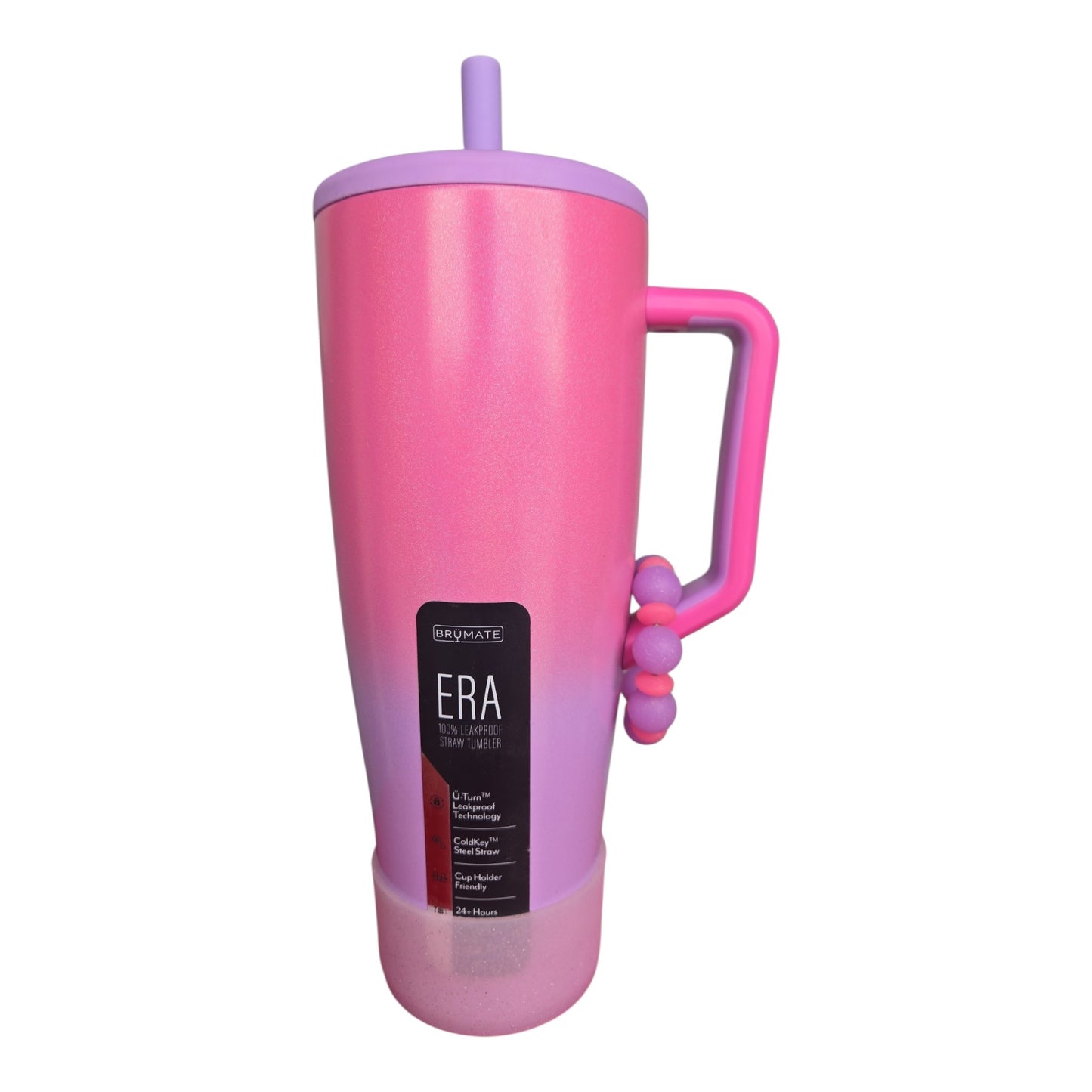 Cotton Candy Crush Tumbler Handle Charm – Pink & Purple Beaded Cup Accessory