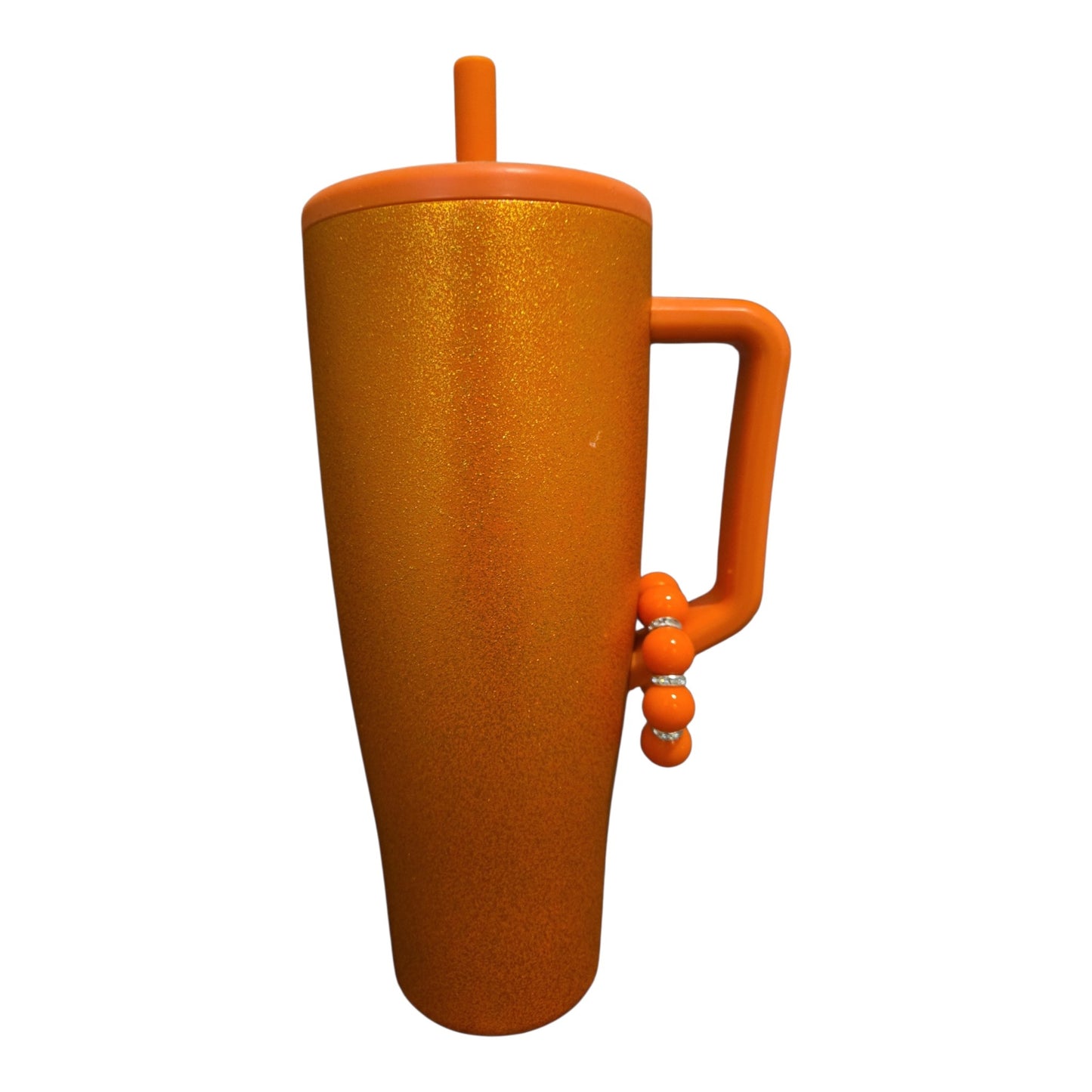 It’s Showtime – Orange Rhinestone Beaded Tumbler Handle Charm