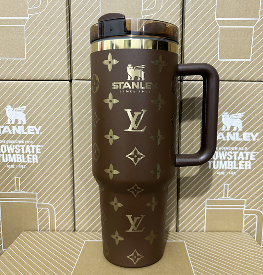 *Preorder* 40oz. LV Inspired Chocolate Gold Tumbler