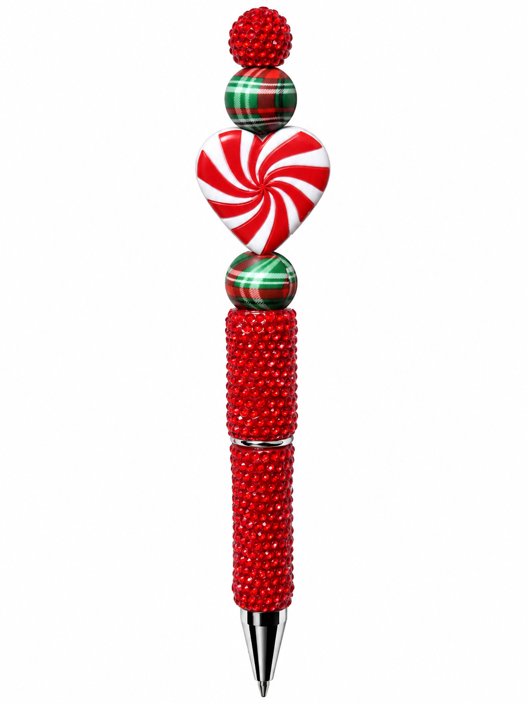 Christmas Peppermint Heart Bling Beaded Pen ❤️🎄