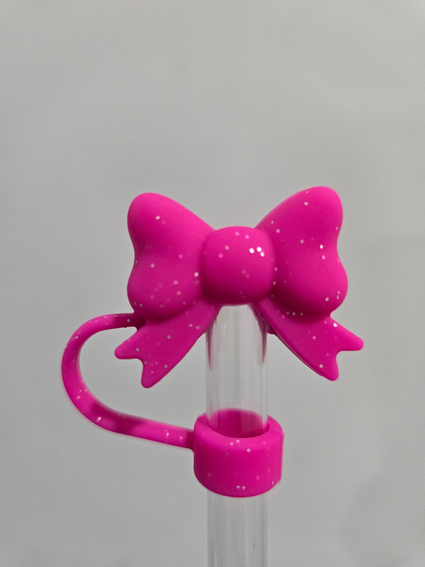 10MM MagentaSparkle Bow Strawtopper