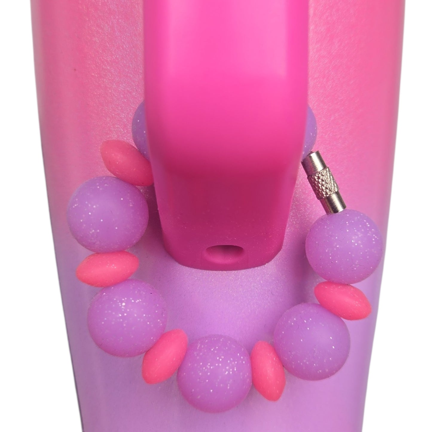 Cotton Candy Crush Tumbler Handle Charm – Pink & Purple Beaded Cup Accessory