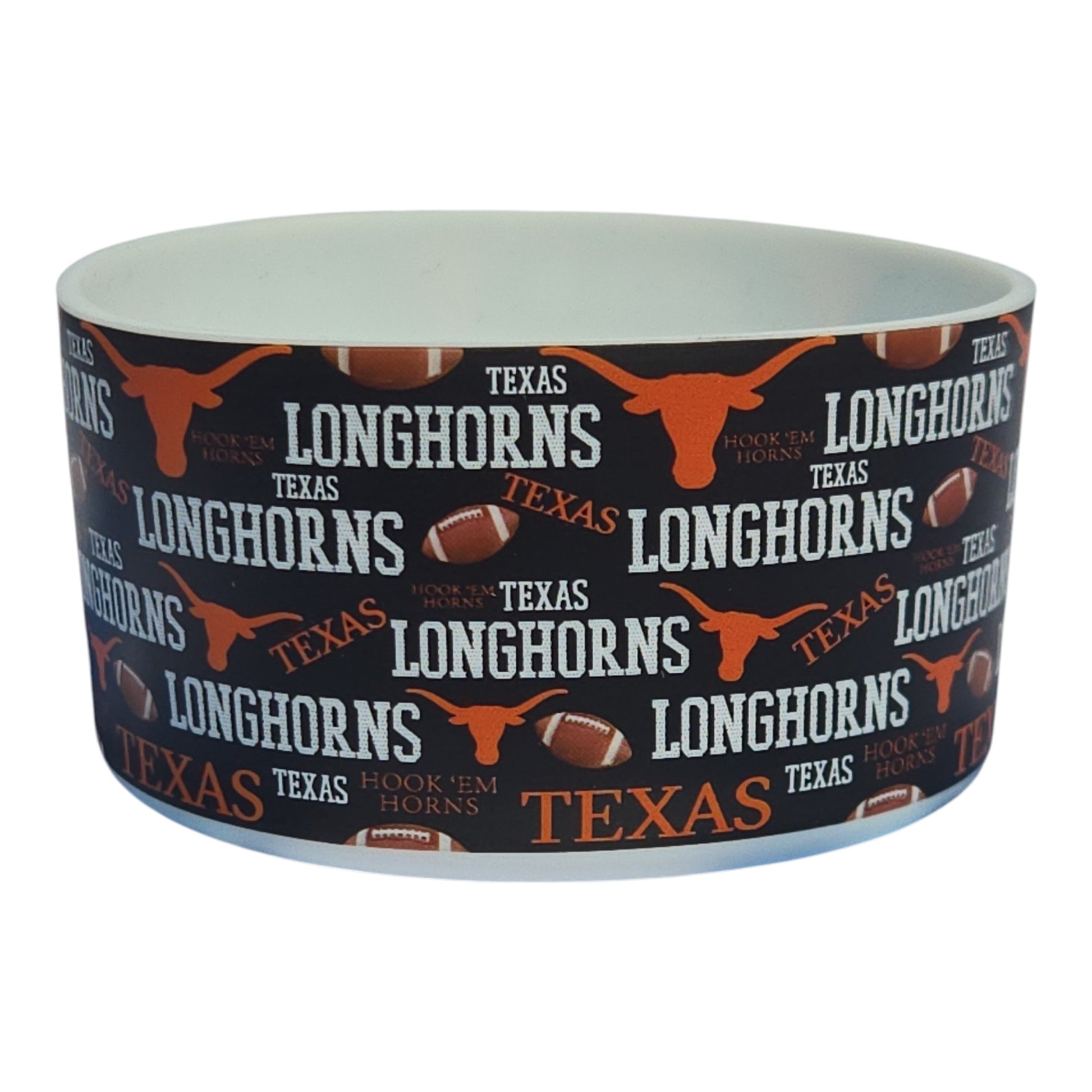 Texas Longhorns silicone tumbler boot with football design