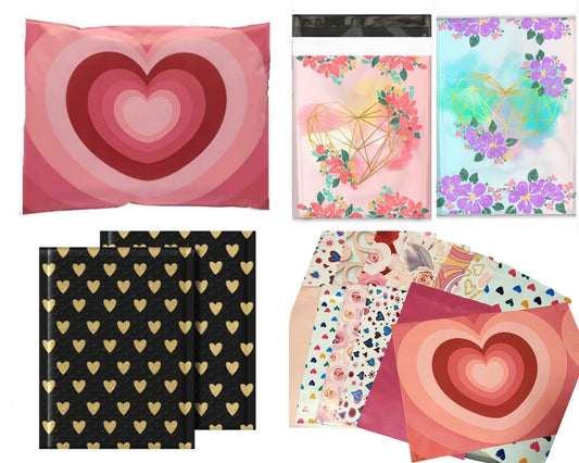 Valentine Bundle! Poly Mailers 30 Piece Variety of 3 different Sizes 6x9, 9x12, 10x13 Shipping Bags