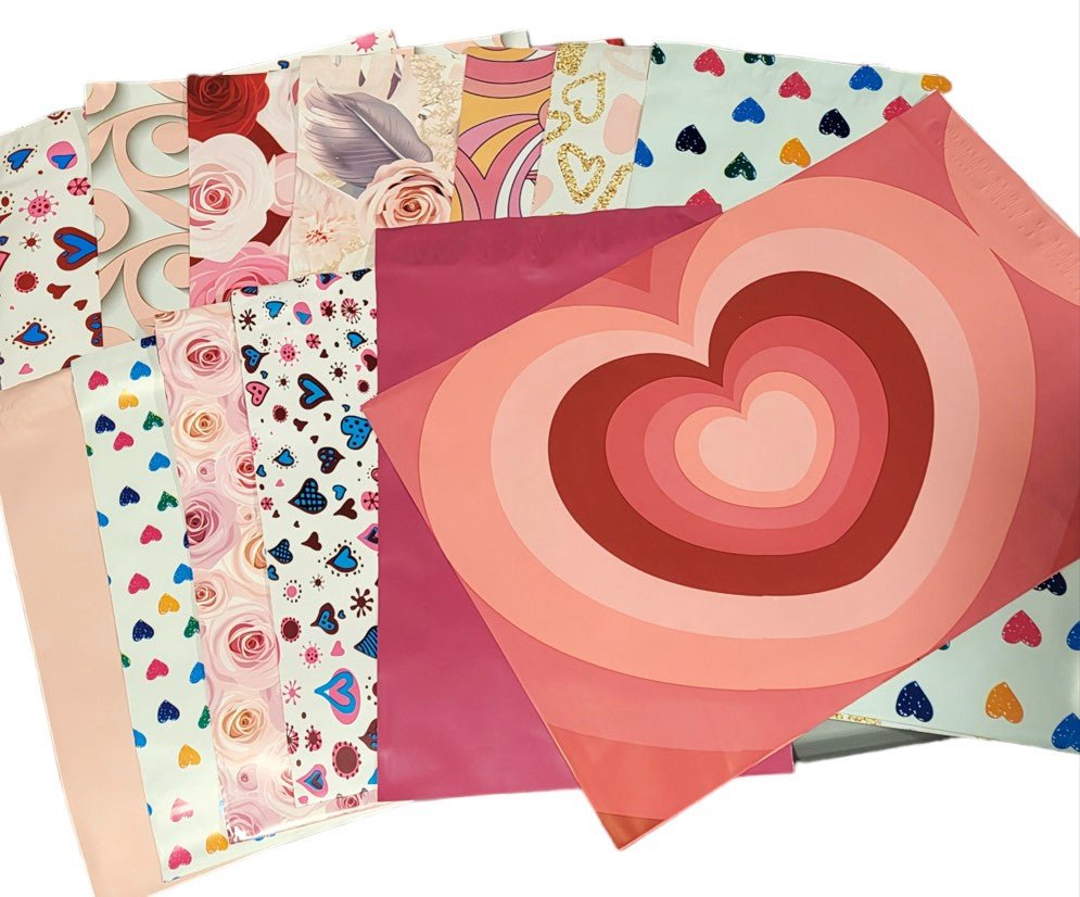 Valentine Bundle! Poly Mailers 30 Piece Variety of 4 different Sizes 6x9, 7.5x10.5, 9x12, 10x13 Shipping Bags