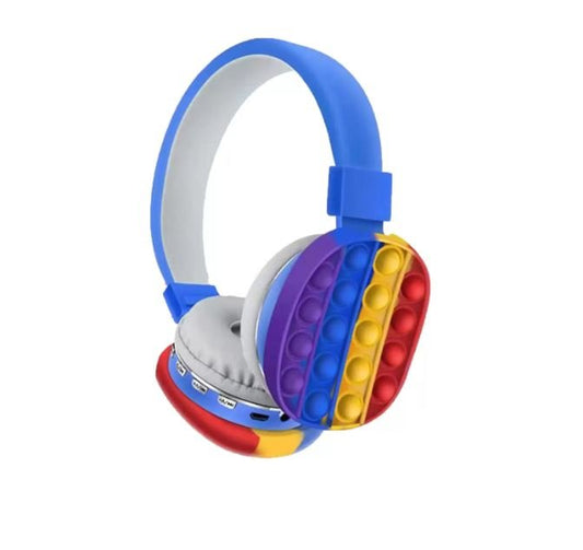 Wireless Bluetooth Headphones Silicone Fidget Bubble Pop Built-in Mic On-Ear Stereo Headset for Smartphone Tablet Computer