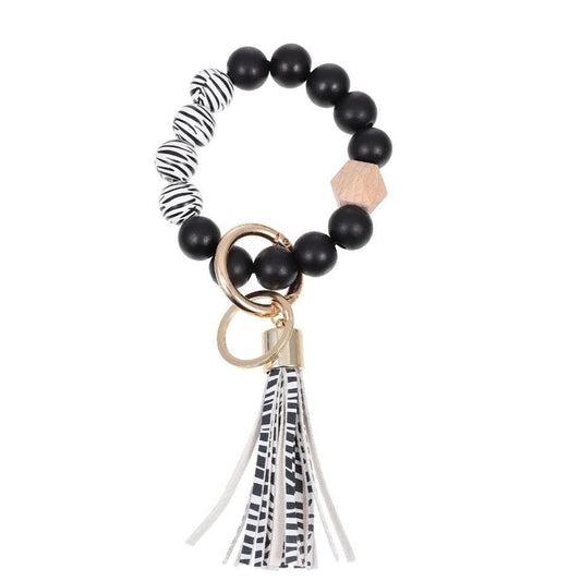 Zebra Striped Wristlet Keychain Bracelet