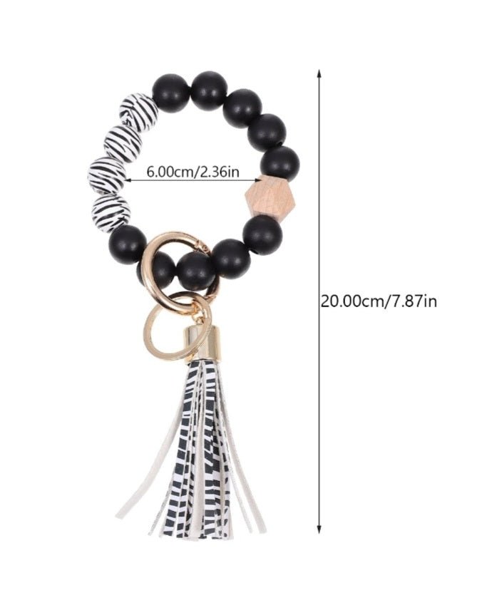 Zebra Striped Wristlet Keychain Bracelet