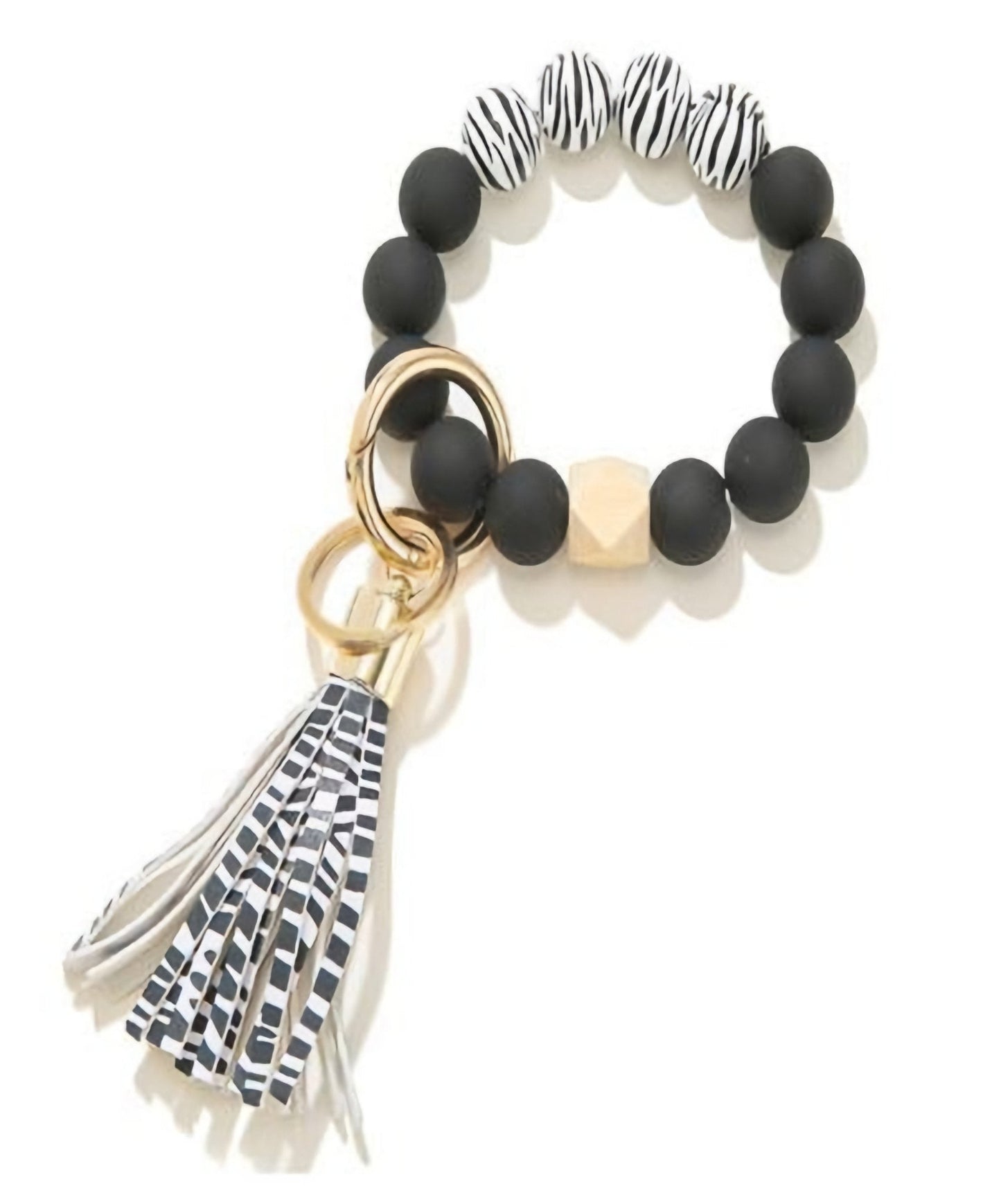 Zebra Striped Wristlet Keychain Bracelet